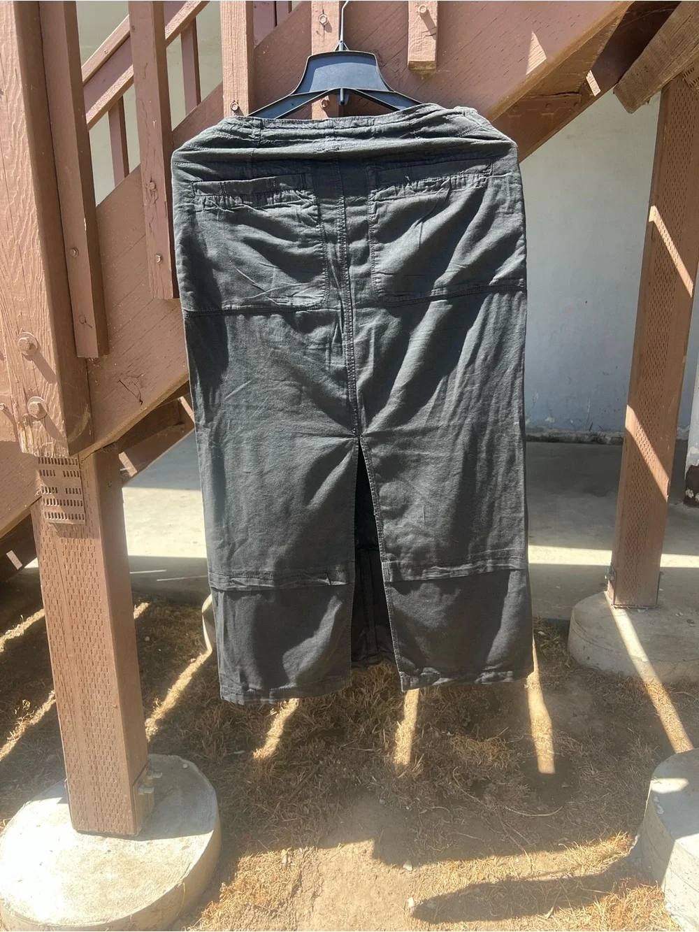 Free People Black Drawstring Maxi Skirt with Front Pockets